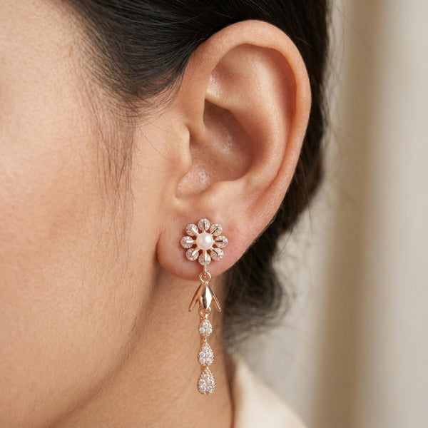 Pearl Floral Drop Earrings