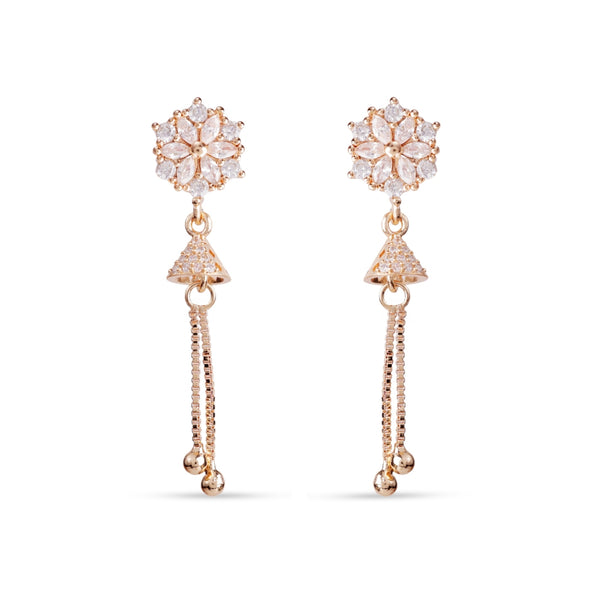 Crystal Floral Cone Tassel Earrings