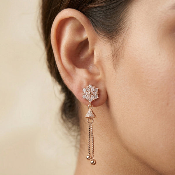 Crystal Floral Cone Tassel Earrings
