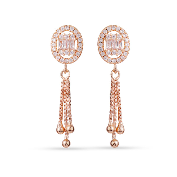 Oval Halo Tassel Earrings