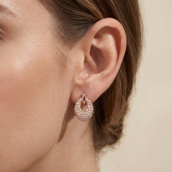 Luxe Oval Pave Crystal Drop Earrings