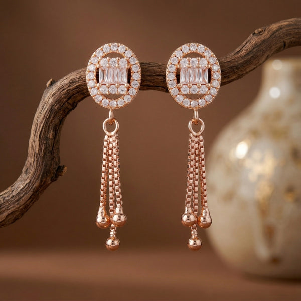 Oval Halo Tassel Earrings