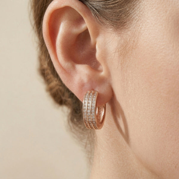 Rose Gold Crystal Hoop Earrings