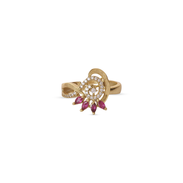 Ruby Petal Swirl Adjustable Ring