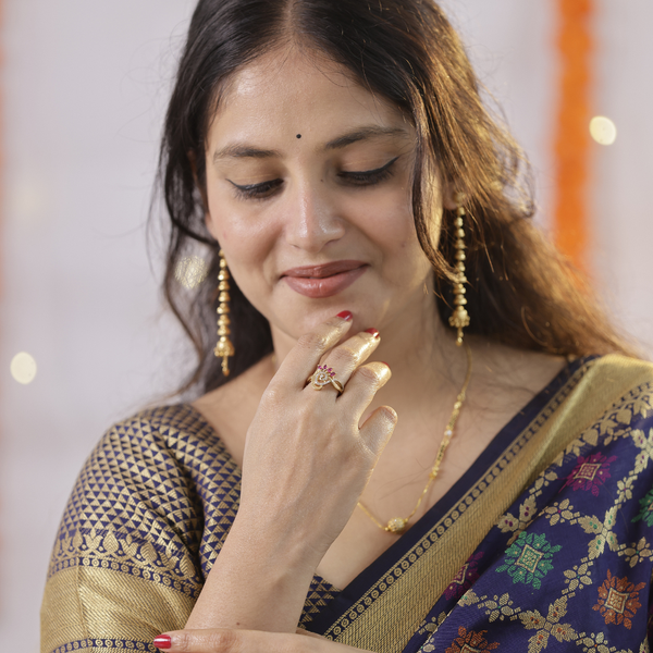 Ruby Petal Swirl Adjustable Ring