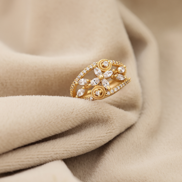 Regal Bloom Dual Band Ring