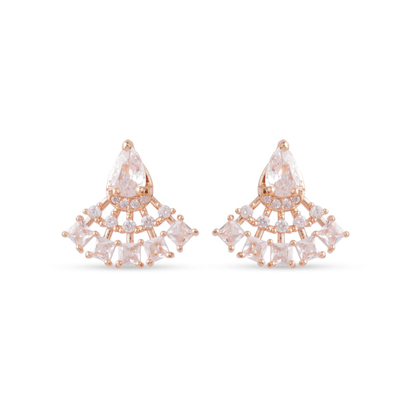 Royal Teardrop Fan Crystal Stud Earrings