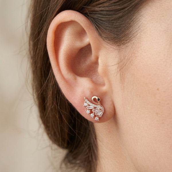 Elegant Swan Crystal Stud Earrings