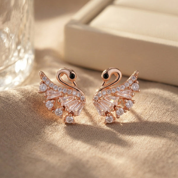 Elegant Swan Crystal Stud Earrings