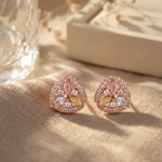 Tri-Glow Floral Crystal Stud Earrings