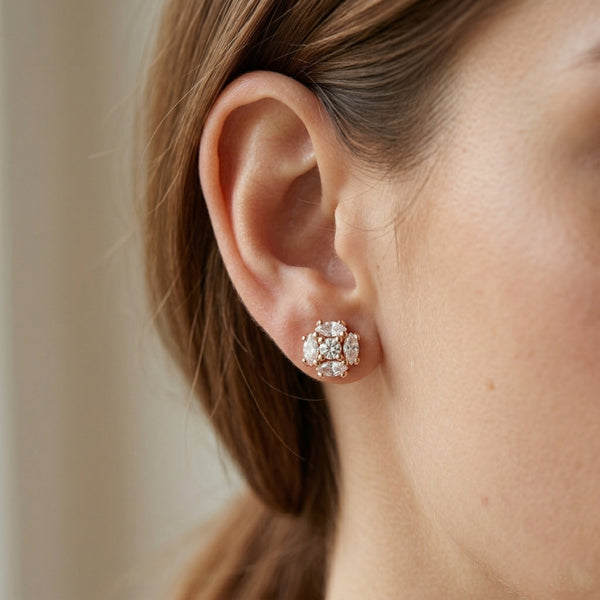 Luxe Crystal Cluster Stud Earrings