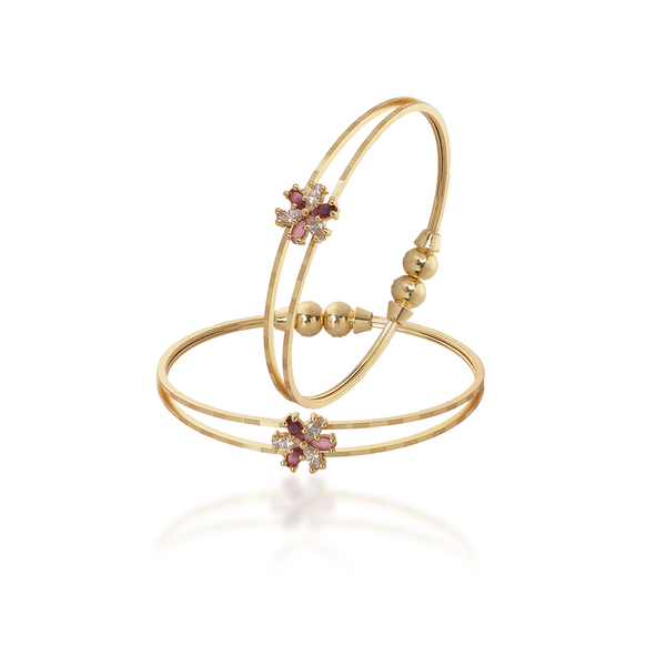 Pink Blossom Slim Floral Bangles