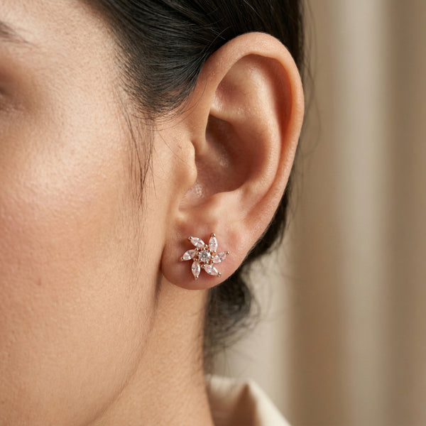 Twinkling Star Floral Stud Earrings