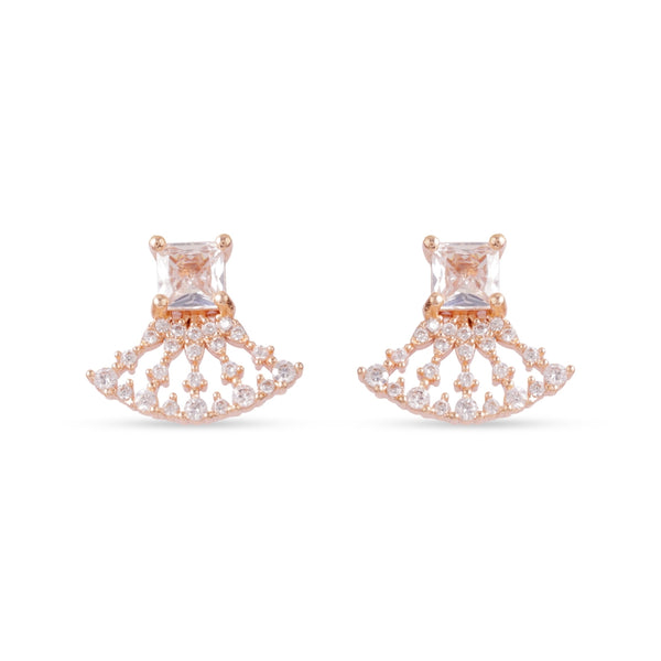 Royal Fan Crystal Stud Earrings