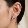 Oval Halo Circle Stud Earrings