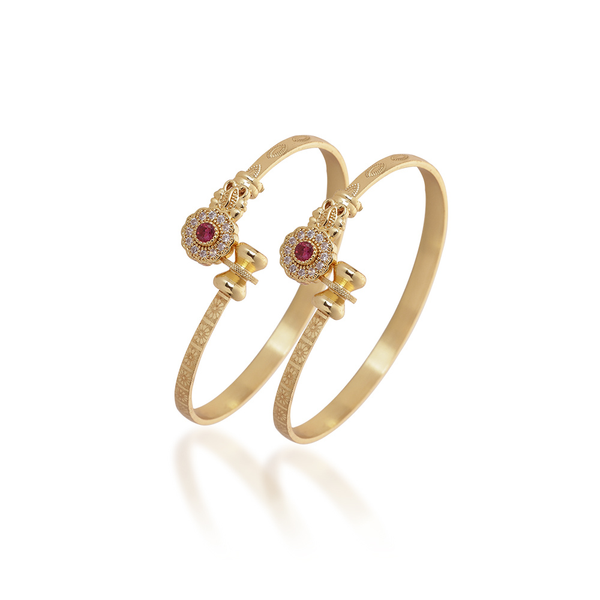 Regal Ruby Mandala Gold Bangles