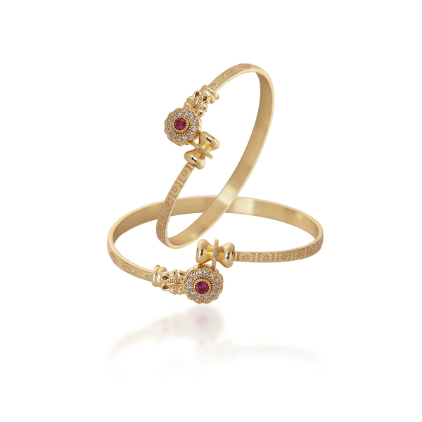 Regal Ruby Mandala Gold Bangles