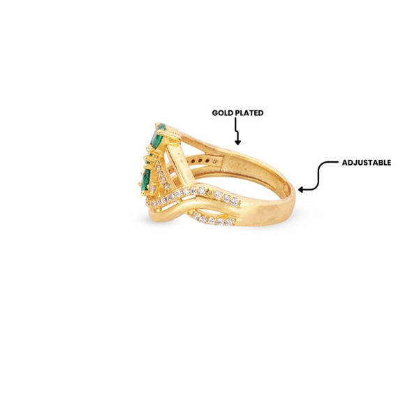 Emerald Petal Swirl Ring