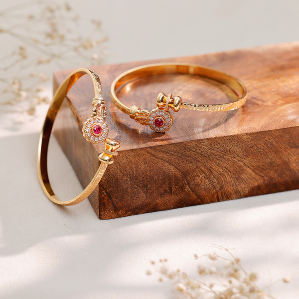 Regal Ruby Mandala Gold Bangles