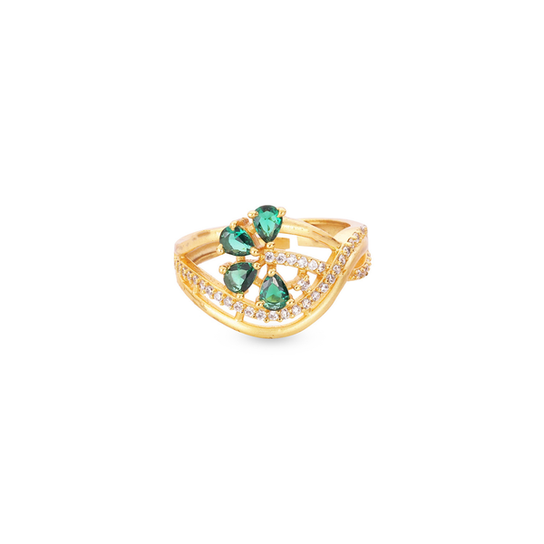 Emerald Petal Swirl Ring