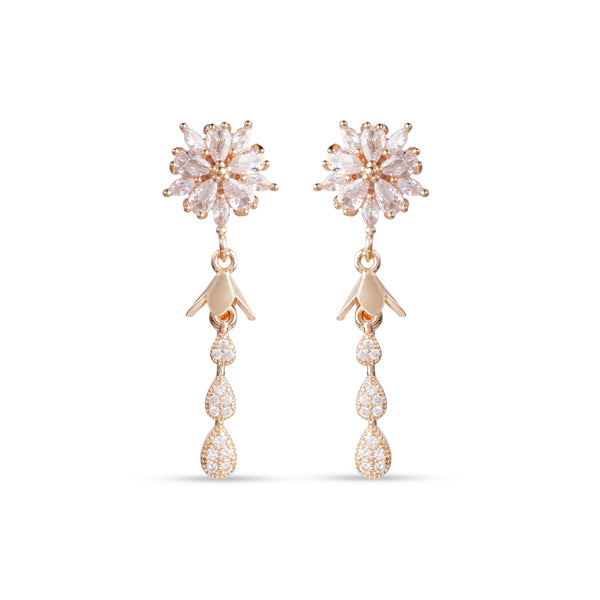 Floral Crystal Cascade Drop Earrings