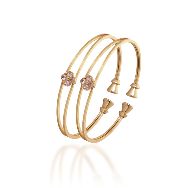 Elegant Floral Sparkle Dual-Line Bangles
