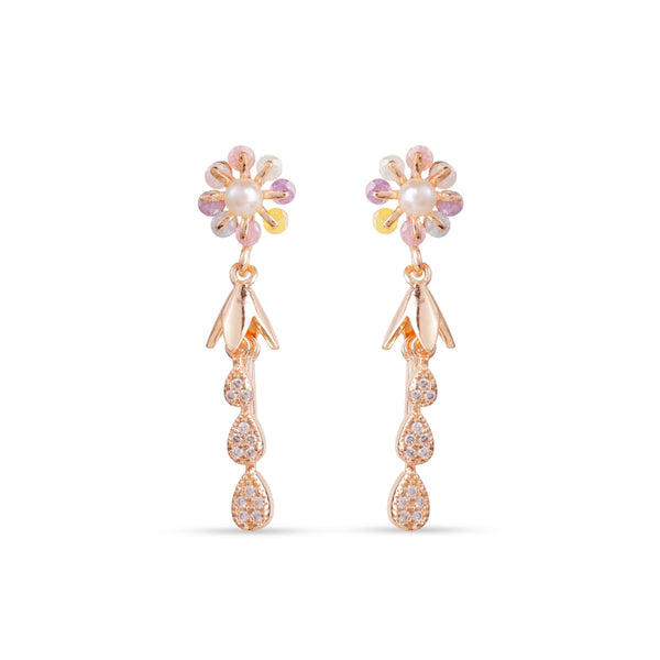 Pastel Floral Pearl Drop Earrings