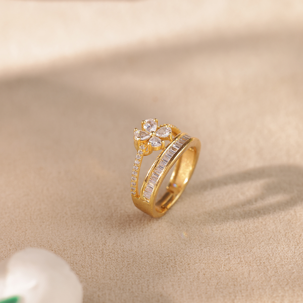 Floral Radiance Dual Band Ring