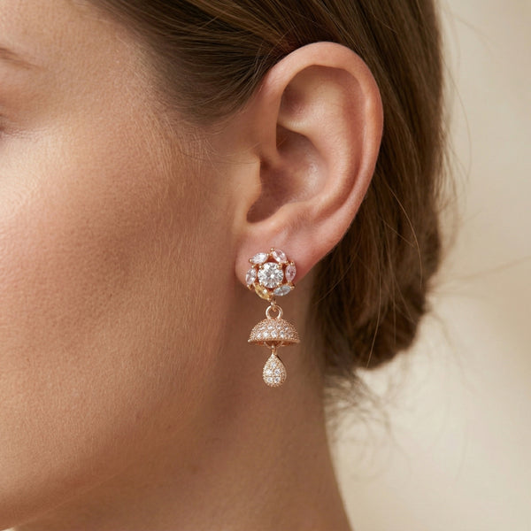 Pastel Floral Jhumka Drop Earrings