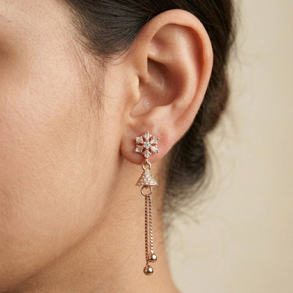Sunburst Crystal Cone Tassel Earrings