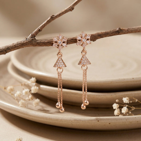 Sunburst Crystal Cone Tassel Earrings