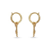 Pair of gold hoop earrings on a white background