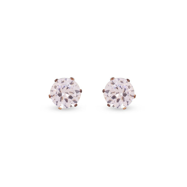 Pair of round stud earrings with speckled design on a white background