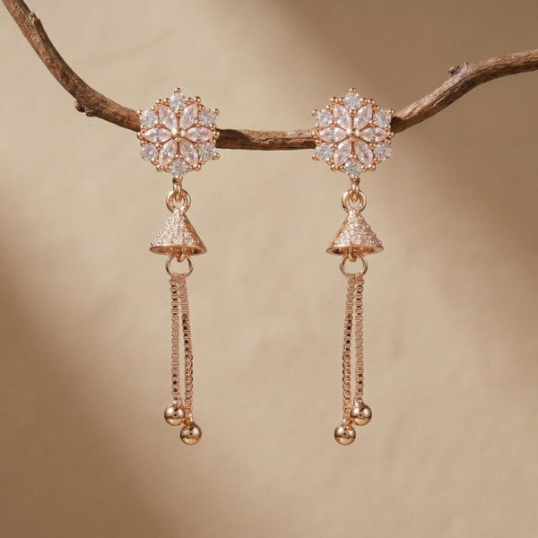 Crystal Floral Cone Tassel Earrings