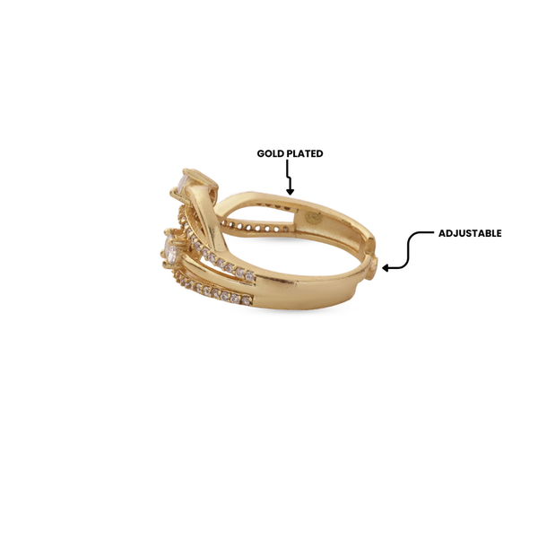 Crystal Crossline Adjustable Ring