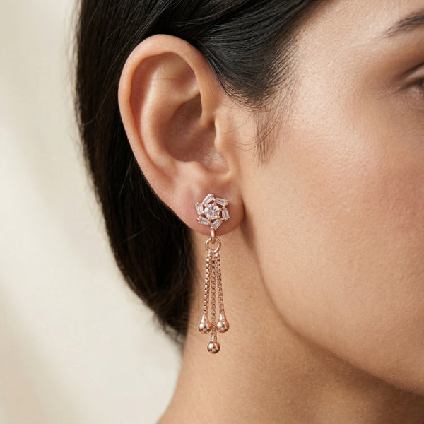 Geometric Crystal Tassel Earrings