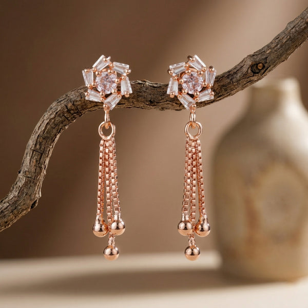 Geometric Crystal Tassel Earrings