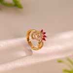 Ruby Petal Swirl Adjustable Ring