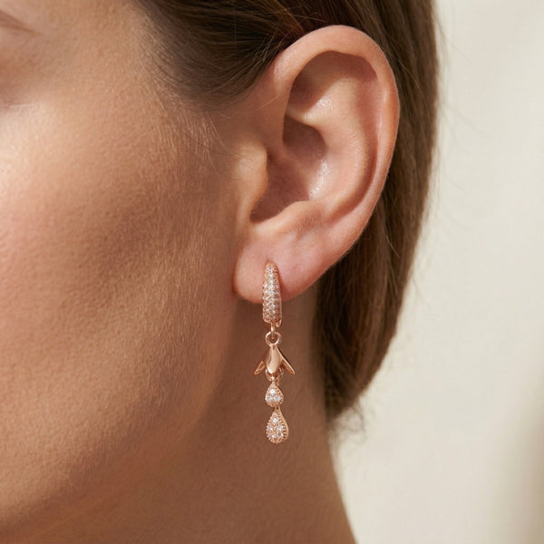 Rose Gold Hoop Dangle Earrings