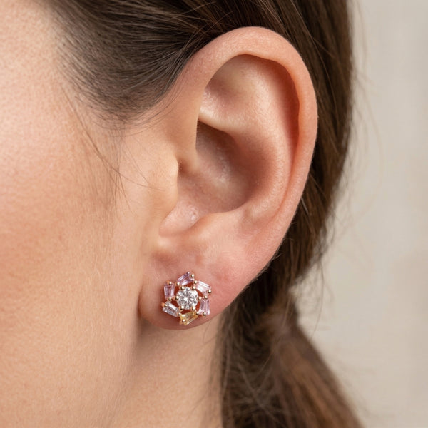 Pastel Bloom Crystal Stud Earrings