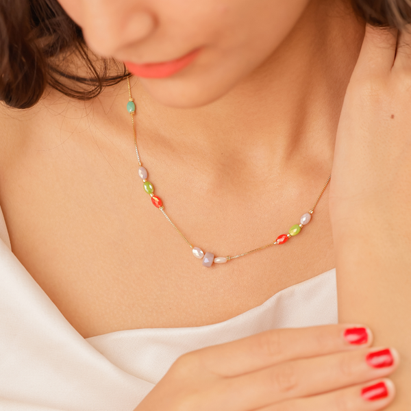 Vibrant Pastel Bead Necklace