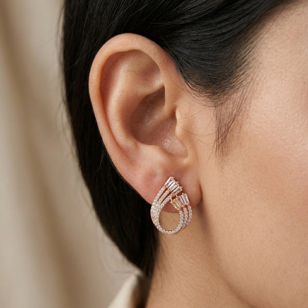 Elegant Crystal Loop Stud Earrings
