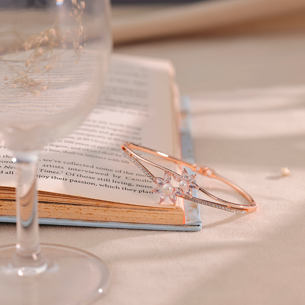 Pearl Blossom Floral Bangle