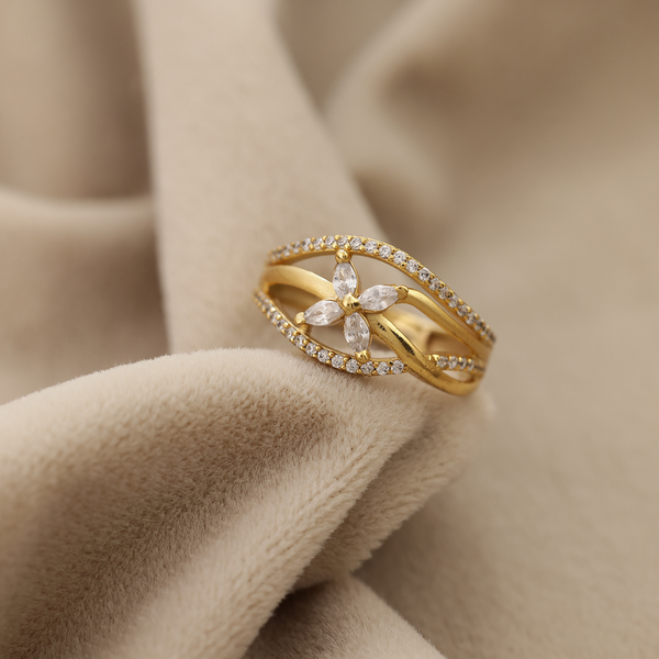 Petal Swirl Openwork Ring