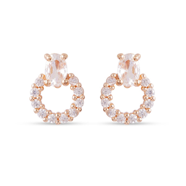 Oval Halo Circle Stud Earrings