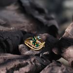 Emerald Petal Swirl Ring