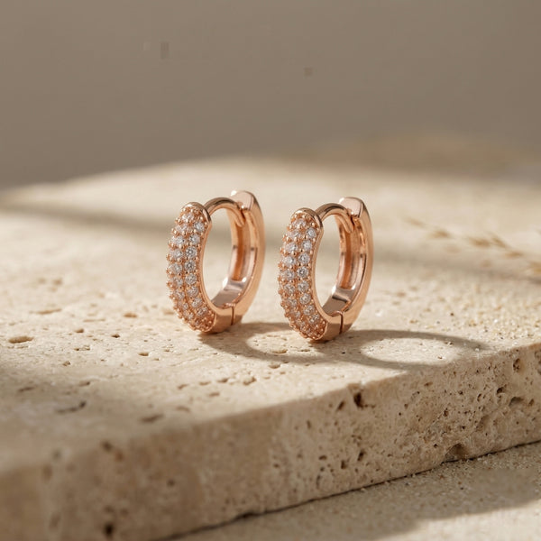 Minimal Pavé Diamond-Style Hoop Earrings