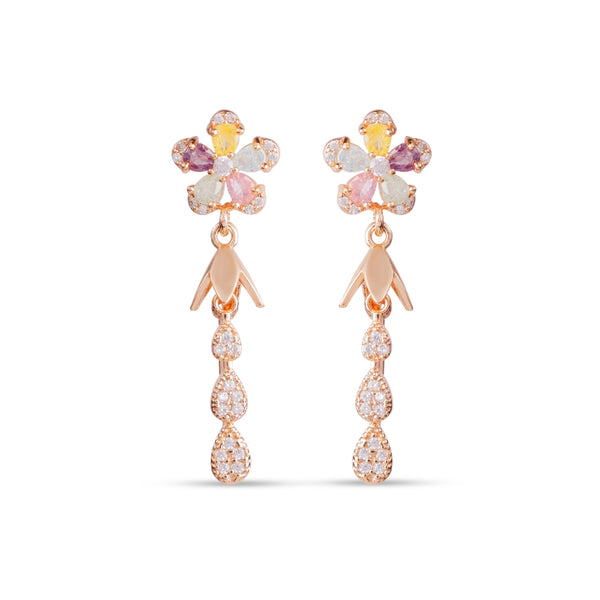 Multicolor Floral Drop Statement Earrings