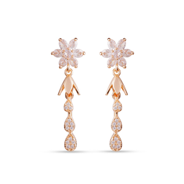 Classic Floral Crystal Drop Earrings