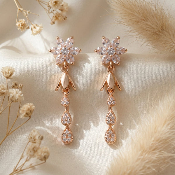 Classic Floral Crystal Drop Earrings